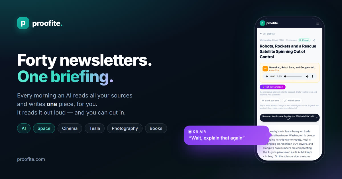 I got tired of 40 newsletters, so I built an AI that writes me one briefing every morning (and reads logo